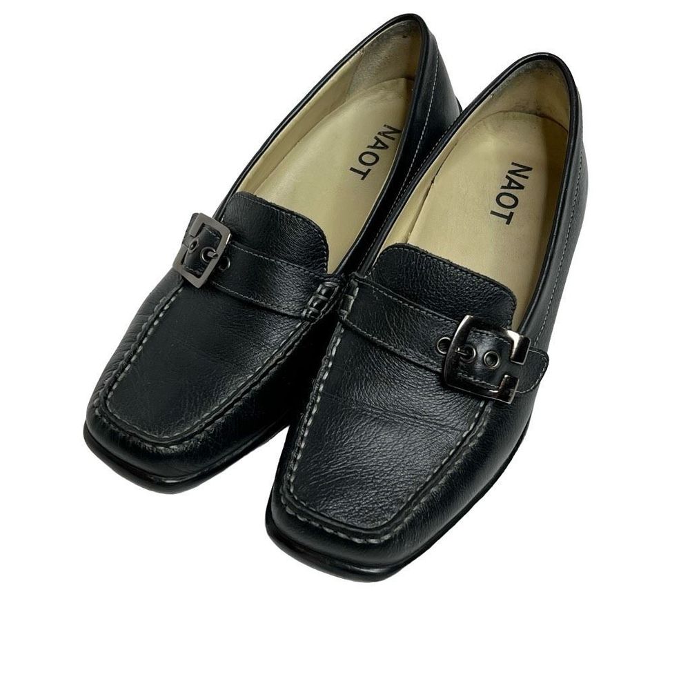 NAOT black leather loafers with buckle detail size 38 (7-7.5)